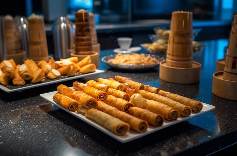 自助餐盘子里的香酥鸡蛋卷,高清,摄影图,摄影图片,图片大全,摄影图免费下载